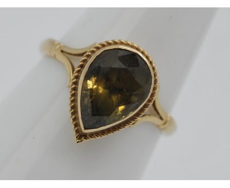 9ct Gold - a 9ct gold ring set with smoky quartz, size L, approximately 2.4 grams all in. Est £30 - £50Condition Report: Appe