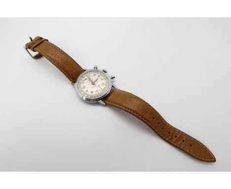 Pierce - a gentleman's Pierce steel cased chronograph, having manual wind movement, circa 1950, the signed copper colour dial