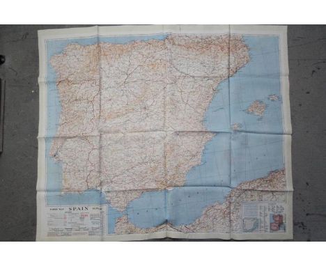 Cold War Fabric Escape Map, 1953- War Office silk map of France and Spain. Double sided. First Edition- GSGS No. (MIsc.) 350/