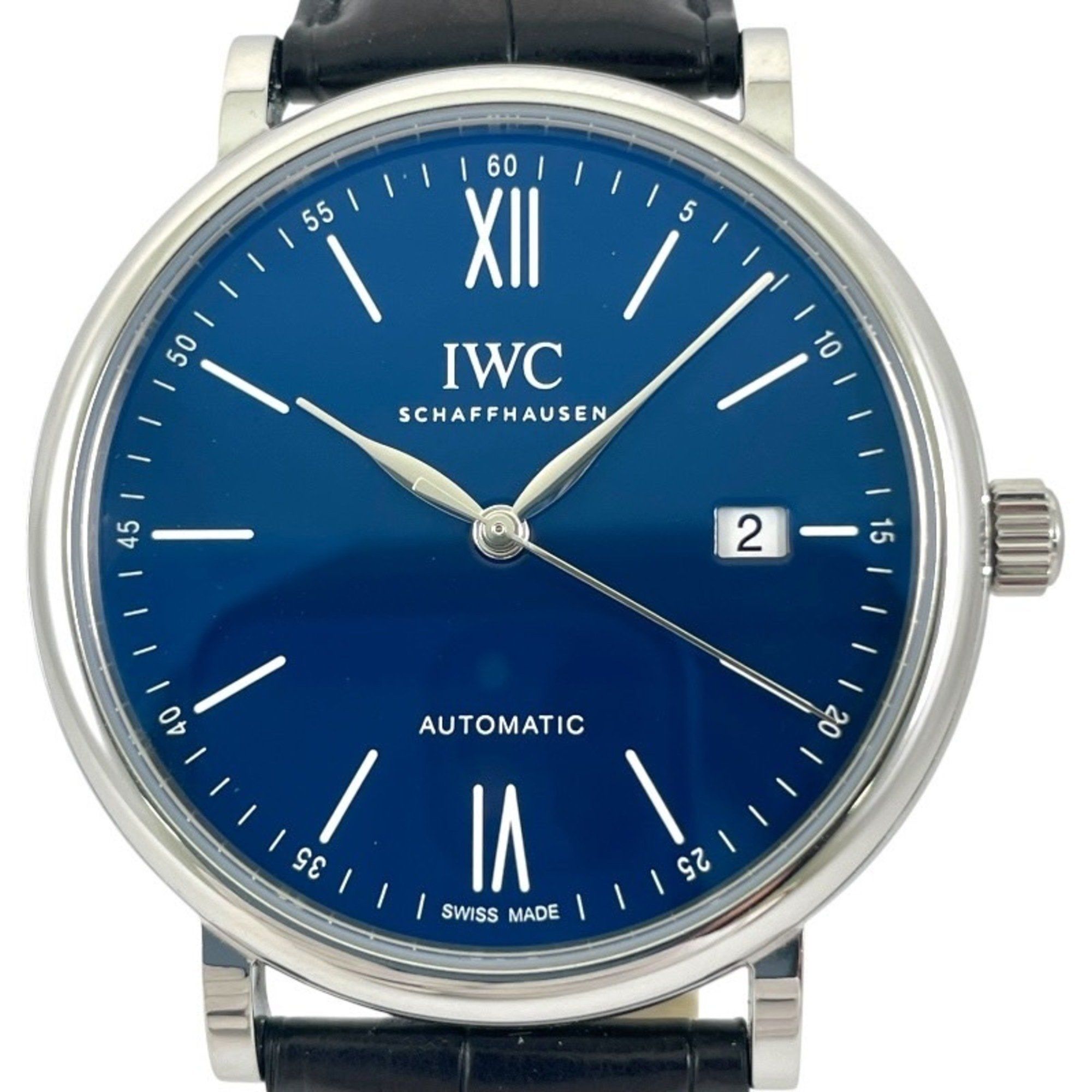 IWC International Watch Company Portofino IW356518 Stainless Steel Leather Men's Watch, 150 Years, L