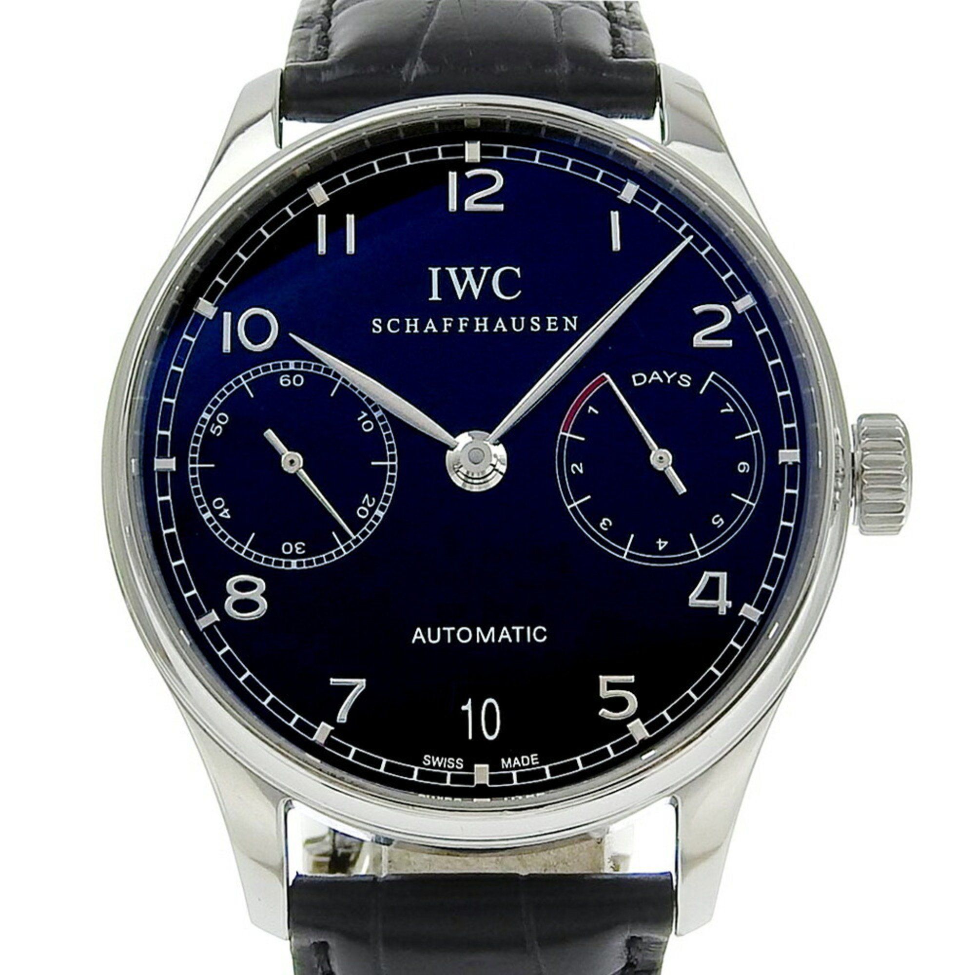 IWC Schaffhausen Portugieser 7 Days Watch IW500109 Stainless Steel x Leather Automatic Power Reserve