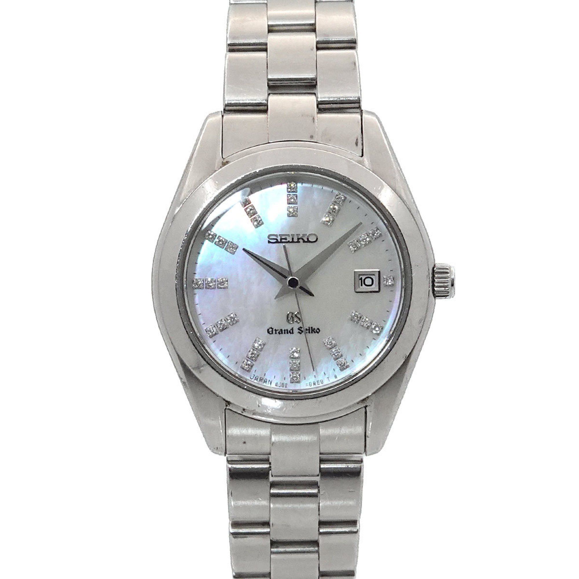 Seiko Grand STGF069 Women's Watch 4J52 0AB0 34P Diamond Date White Shell Quartz GRAND SEIKO