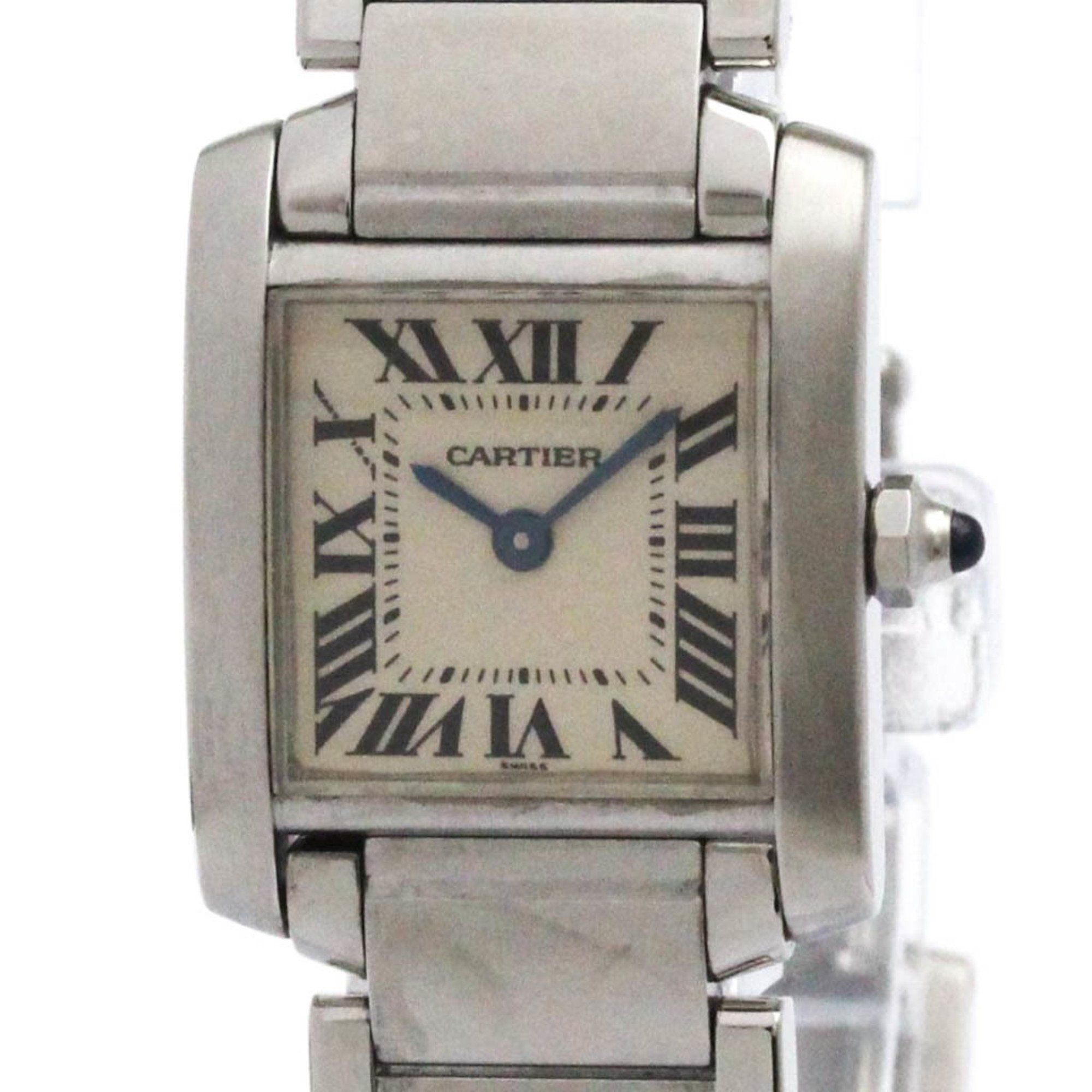 CARTIER Tank Francaise Steel Quartz Ladies Watch W51008Q3 Polished