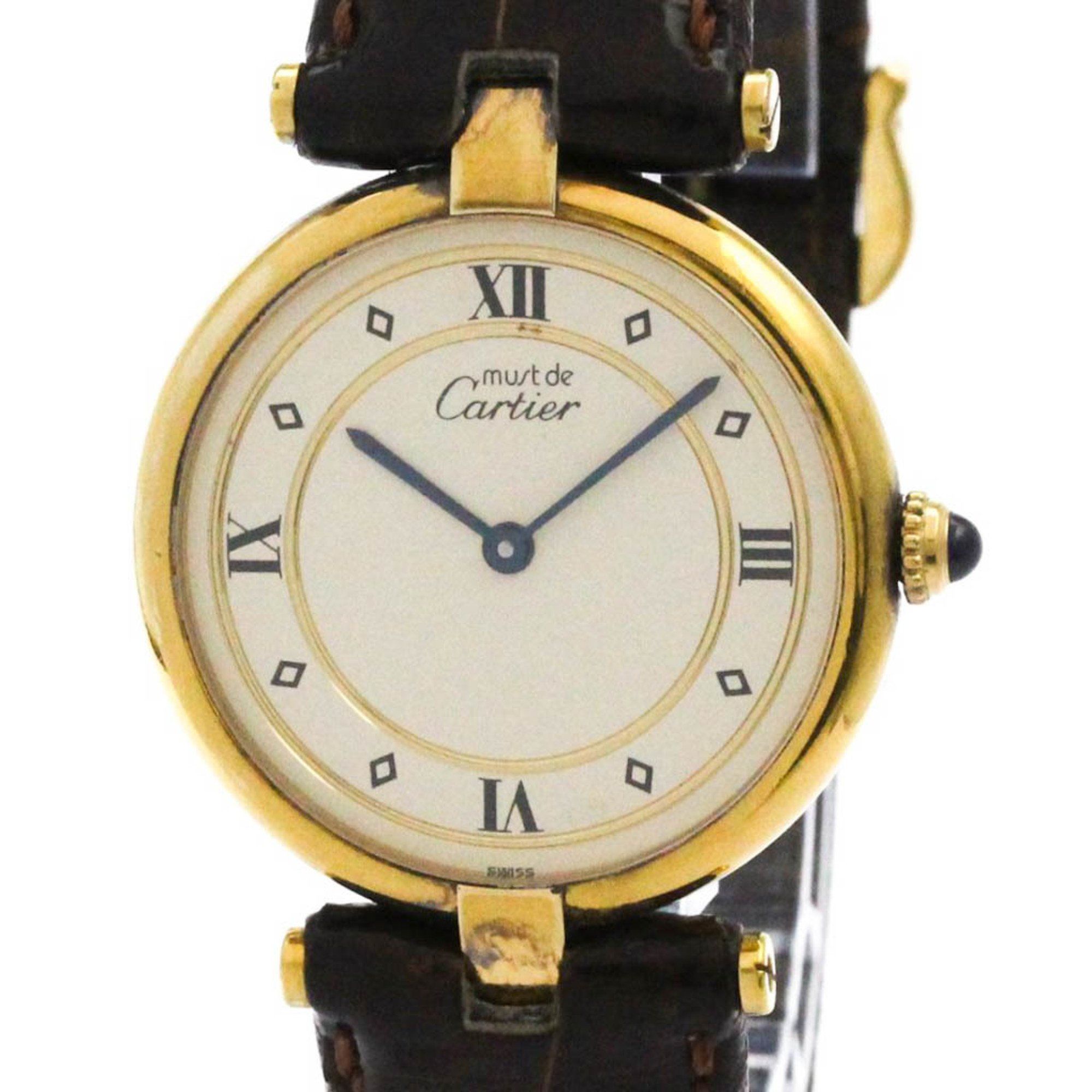 CARTIER Must Vendome Gold Plated Quartz Ladies Watch 590003