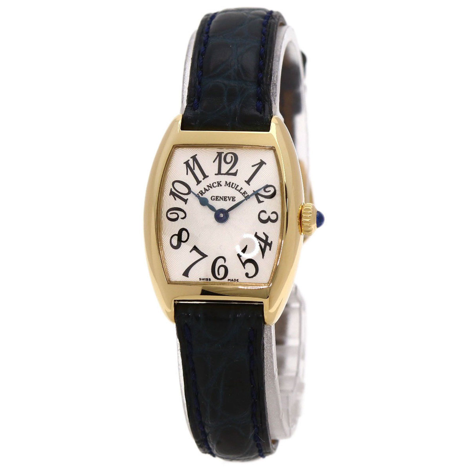 Franck Muller 2251 Tonneau Curvex Intermediaire Watch in 18K Yellow Gold with Leather and Satin, Wom