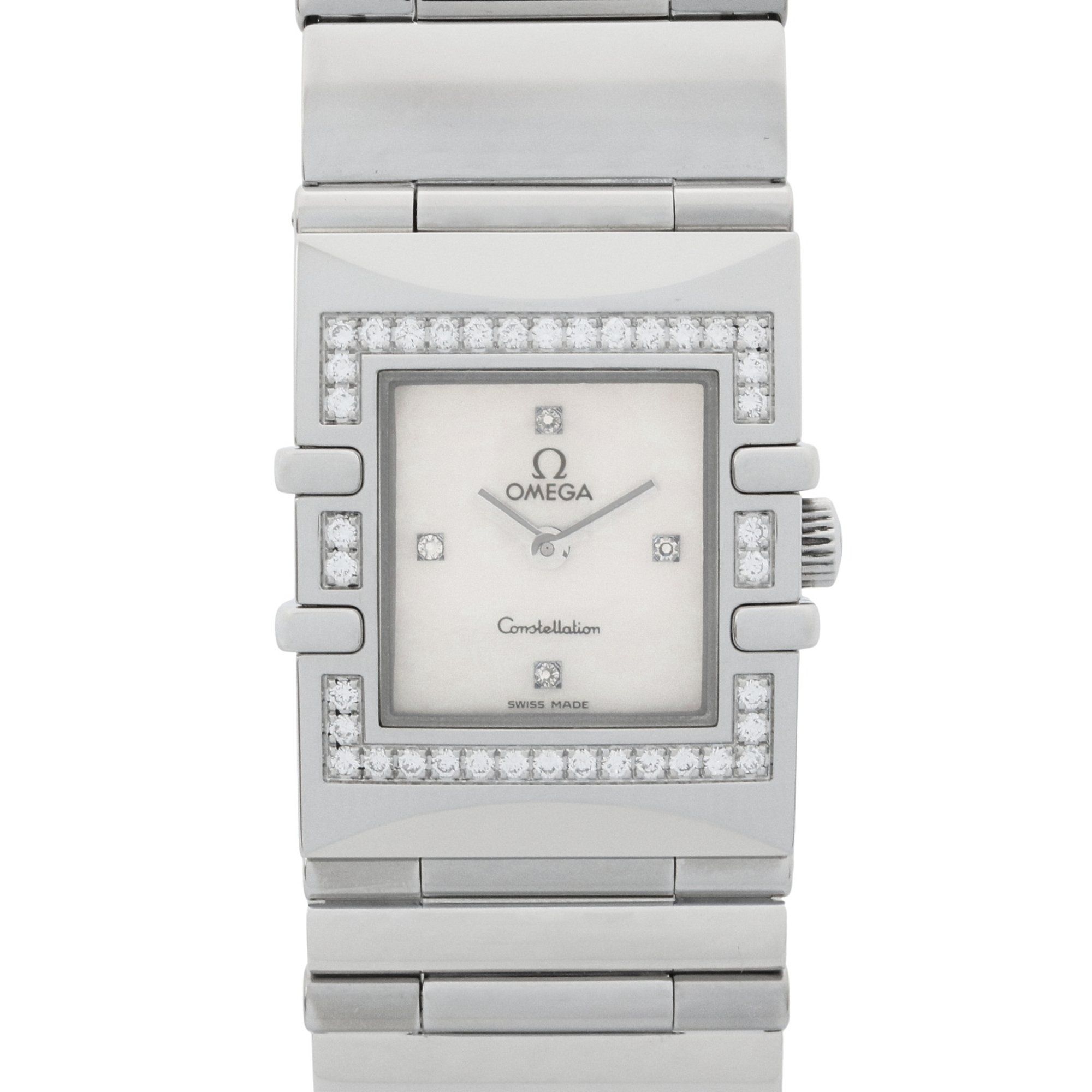 OMEGA Constellation Quadra Diamond Bezel Watch, Stainless Steel, Diamond, Women's, White, White Shel