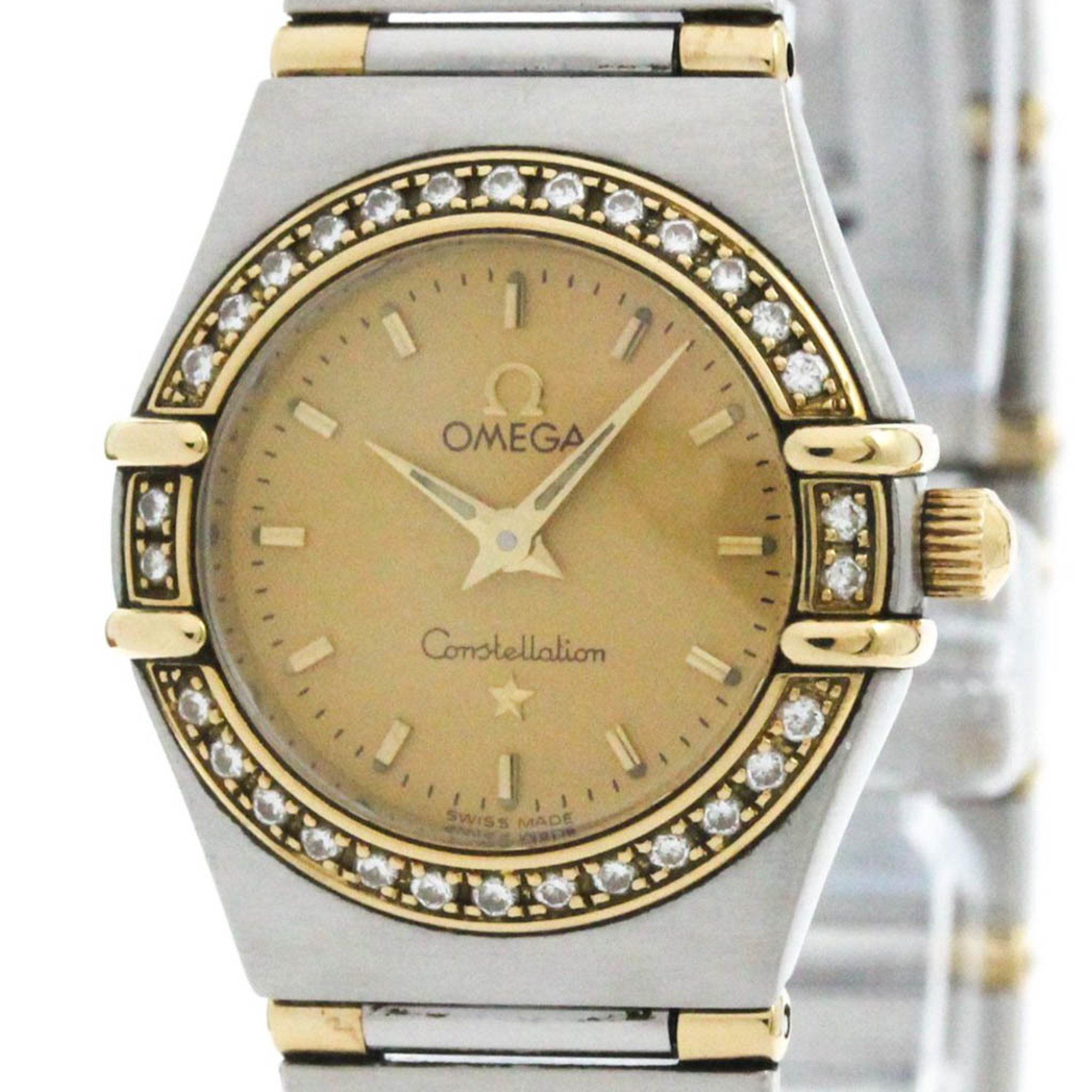 Polished OMEGA Constellation Diamond 18K Gold Steel Watch 1367.10