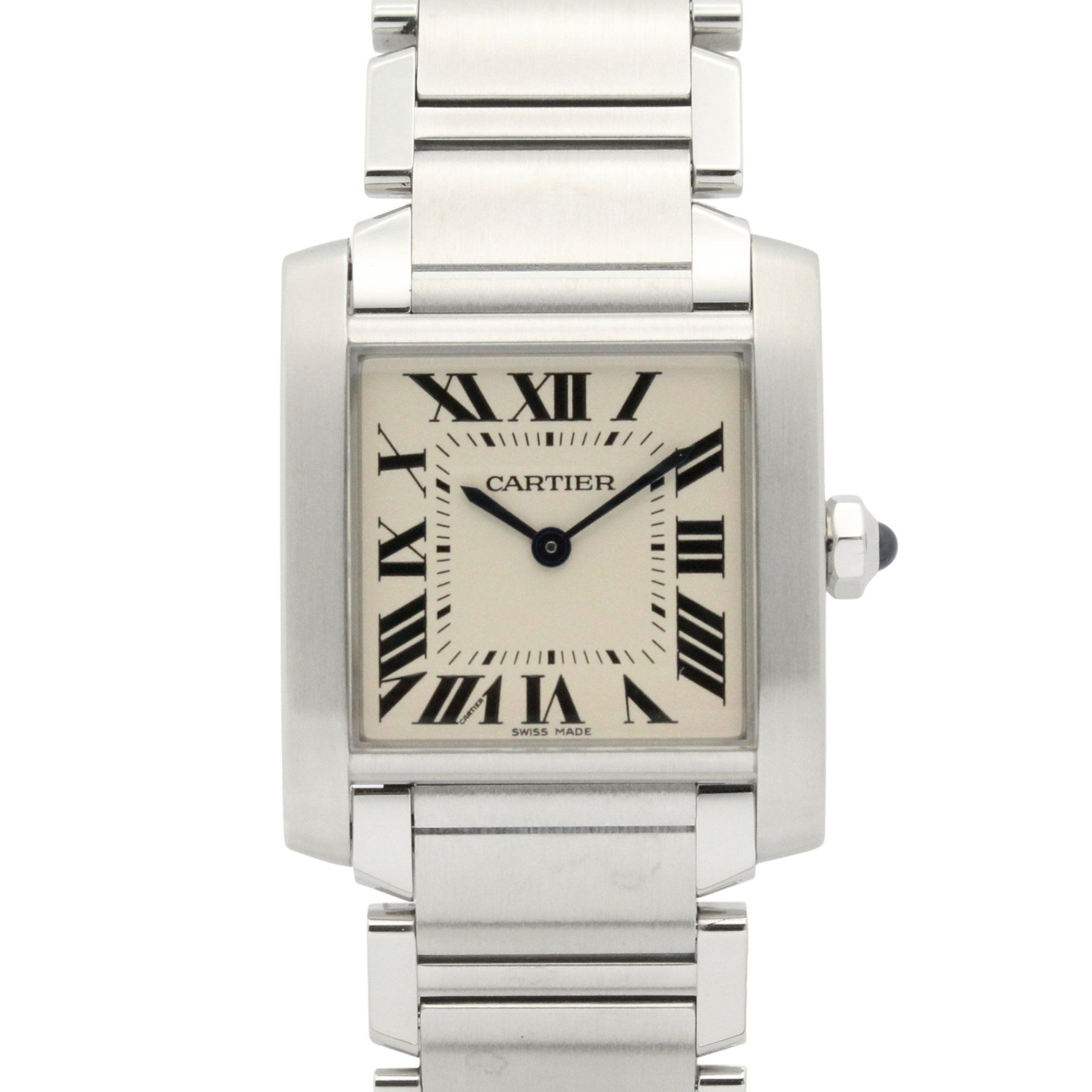 Cartier Tank Française MM Wristwatch, Stainless Steel, Boys', Ivory, WSTA0005
