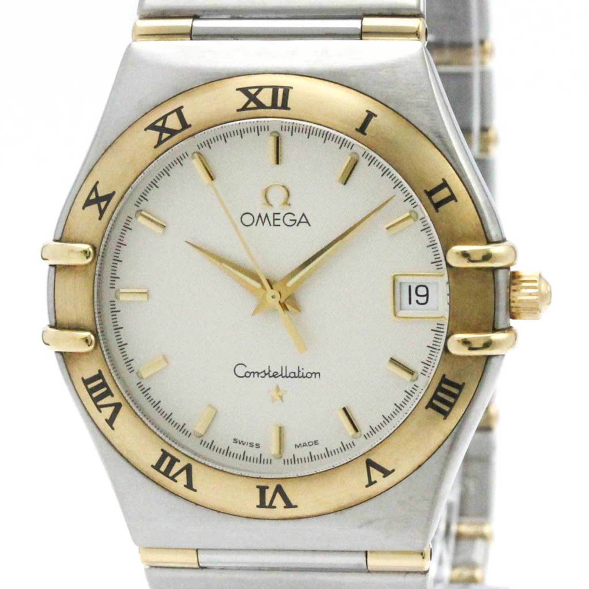 Polished OMEGA Constellation 18K Gold Steel Quartz Mens Watch 1312.30