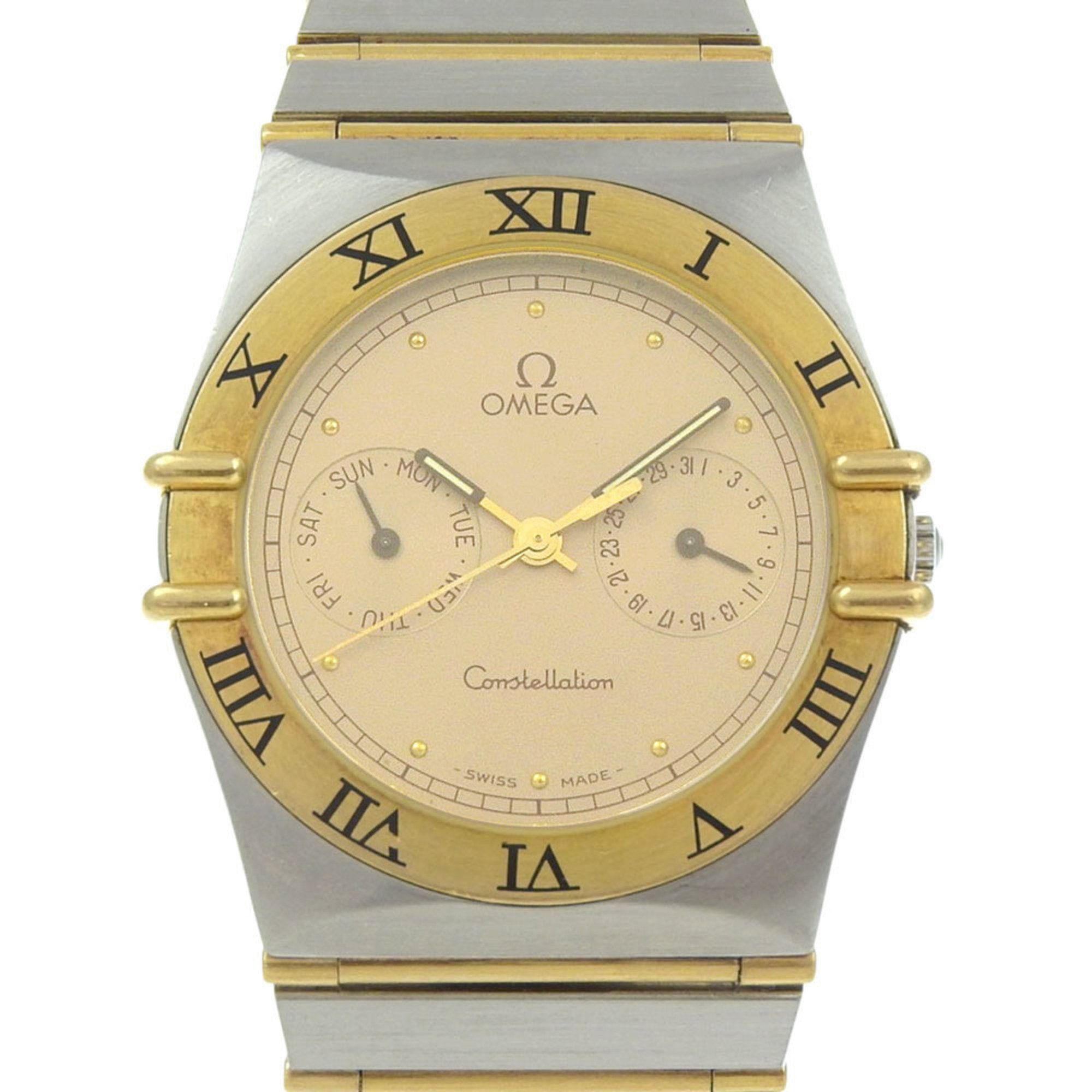 OMEGA Constellation Day-Date Watch in Stainless Steel with Gold Plated Finish, 1989, Quartz Movement