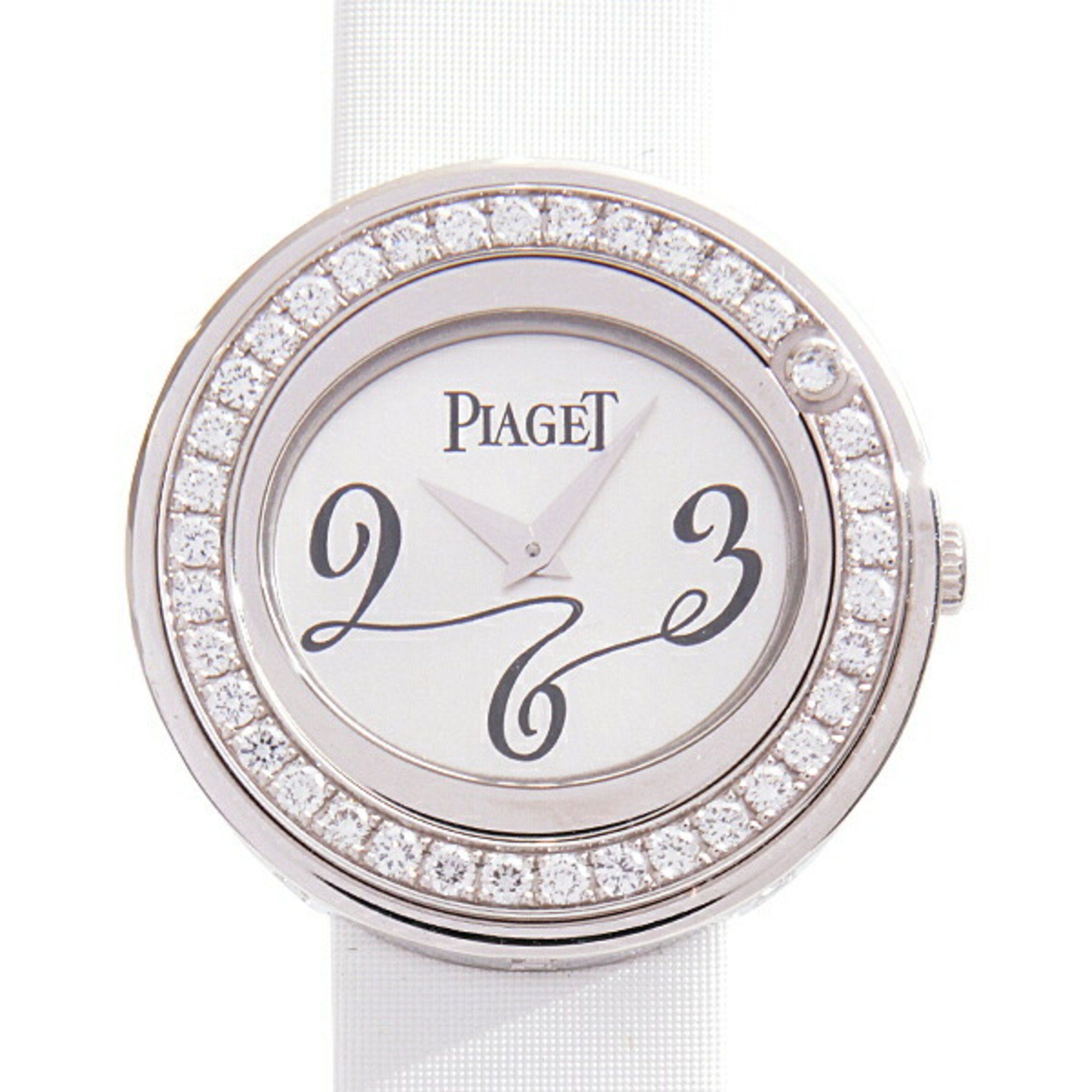 Piaget Women's Watch Possession Diamond Bezel Battery Operated Silver Dial White Gold PIAGET P10402