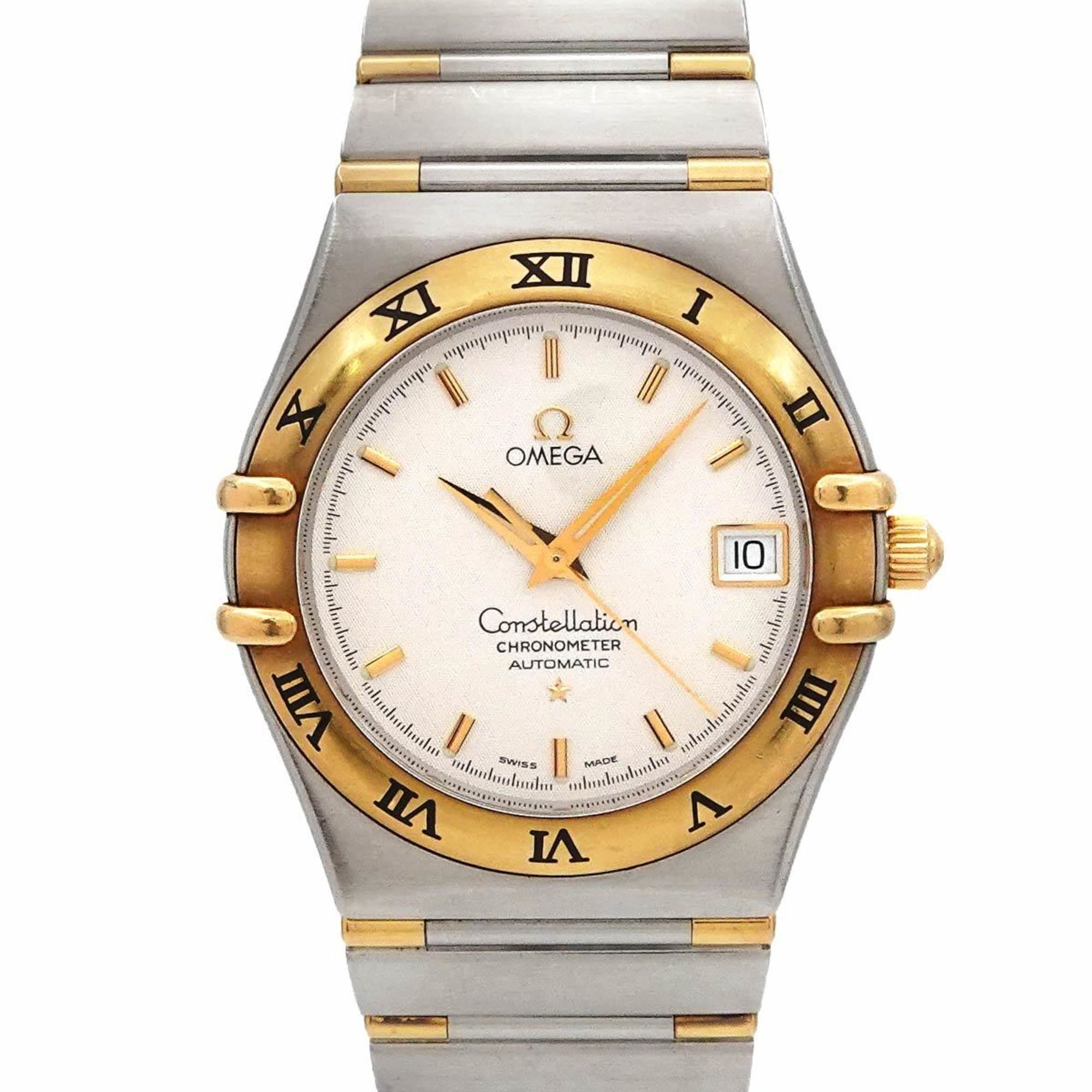 OMEGA Constellation Chronometer Two-Tone 1302 30 Men's Watch with Date Display, Ivory Yellow Gold, A