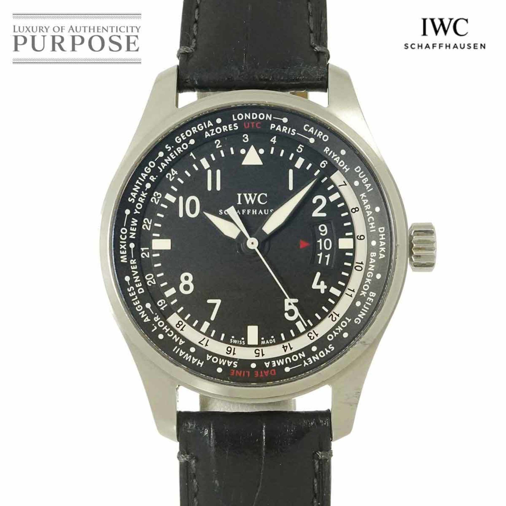 IWC Pilot's Watch Worldtimer IW326201 Men's with Date Display, Black, Automatic Movement, Internatio