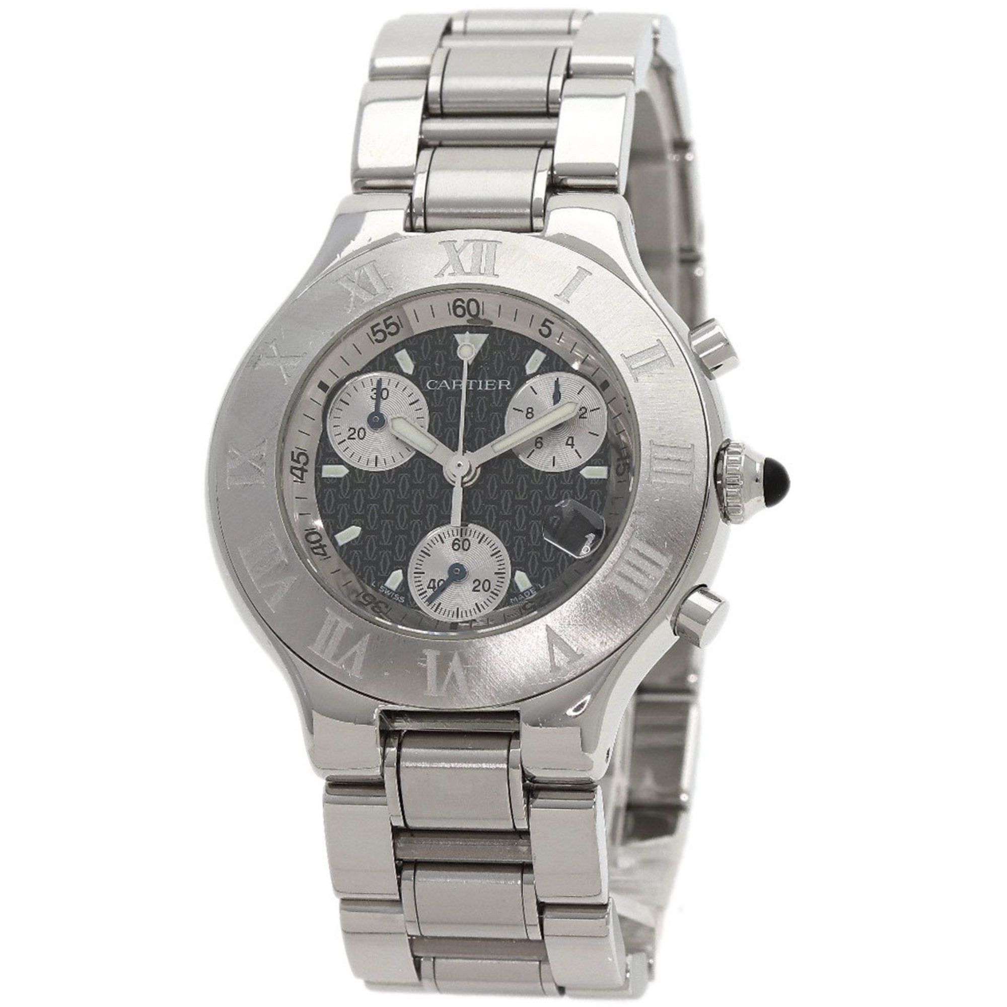Cartier W10172T2 Chronoscuff Date Watch Stainless Steel SS Men's CARTIER