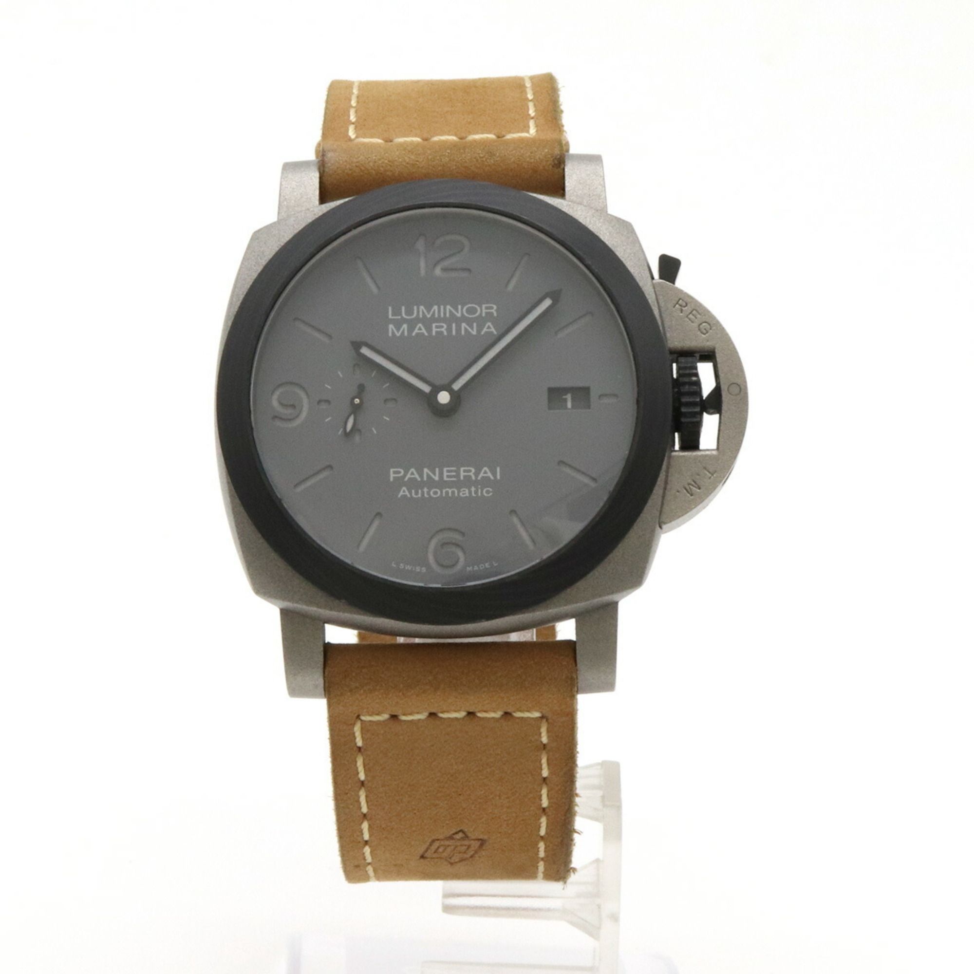 PANERAI Luminor Marina Tutto Grigio Titanium Carbotech Leather Strap Grey Dial Men's AT Automatic Wa