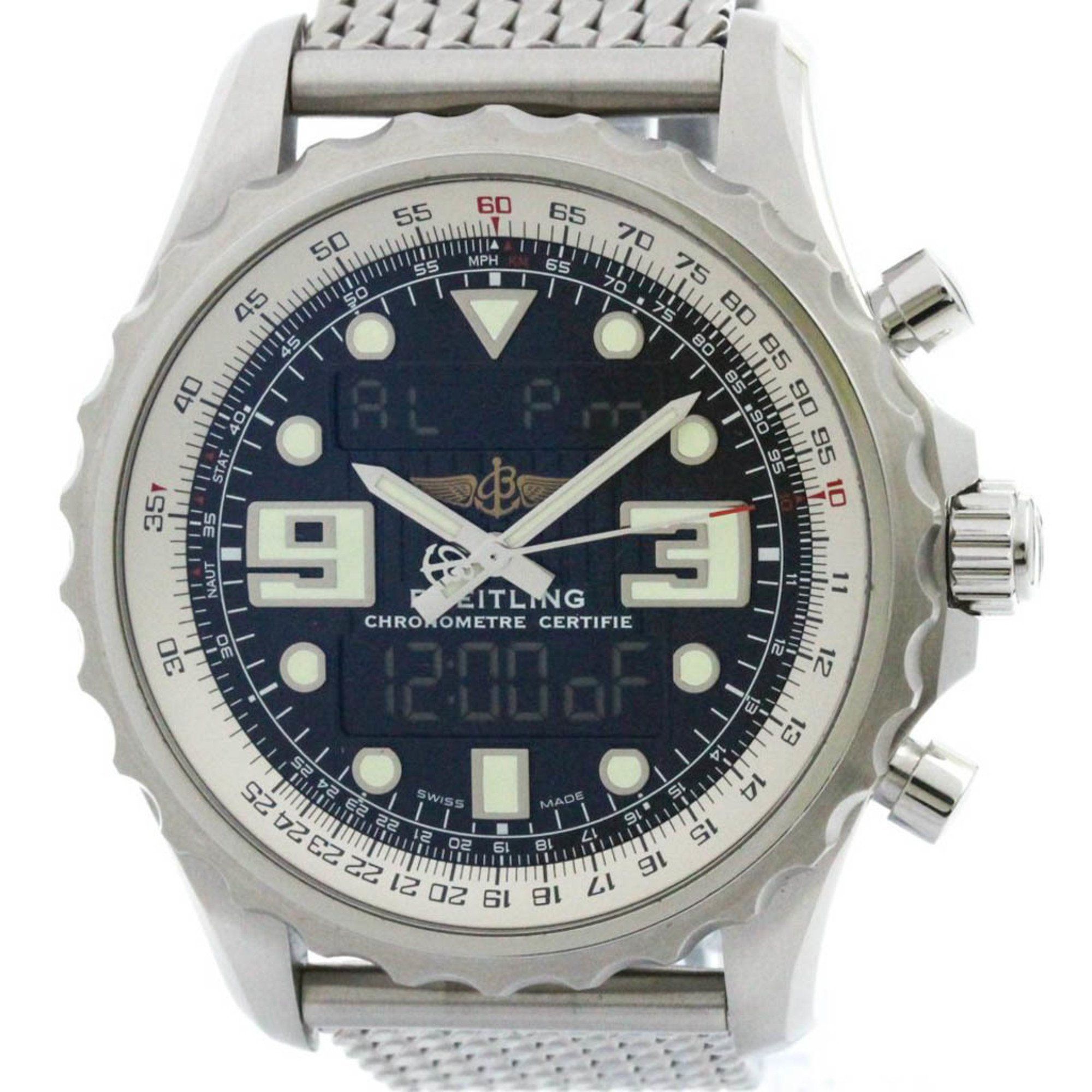 Polished BREITLING Chronospace Stainless Steel Quartz Mens Watch A78365