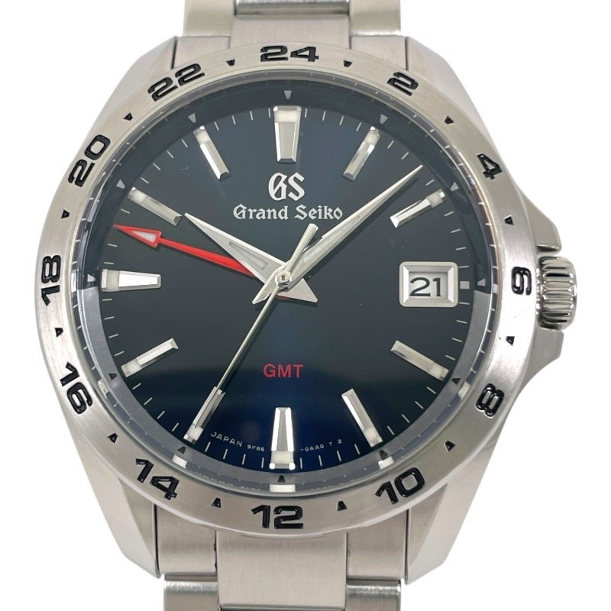 Grand Seiko Sports Collection GMT SBGN005 Men's Stainless Steel Watch 9F86-0AB0 Blue Dial