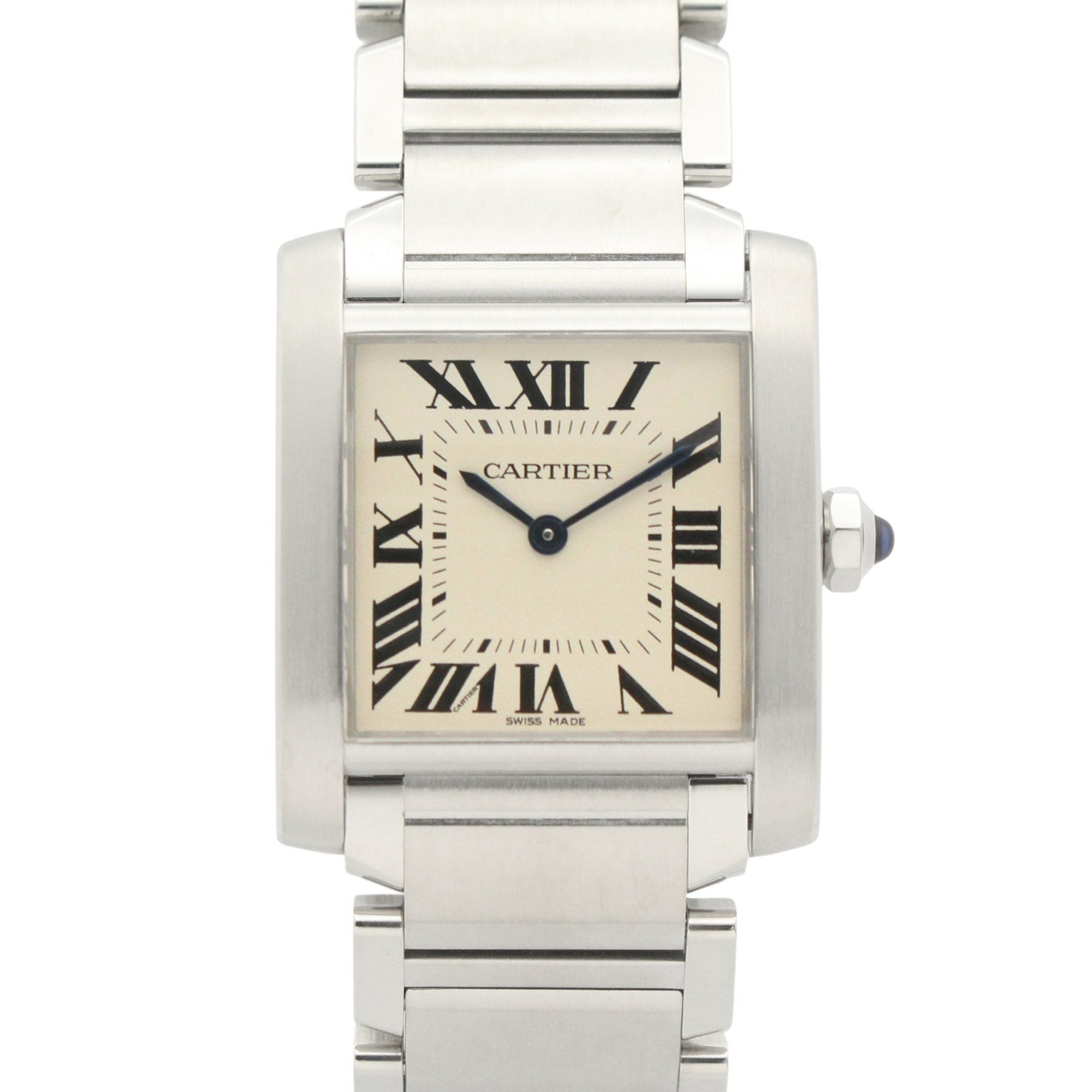 Cartier Tank Française MM Wristwatch, Stainless Steel, Boys, Ivory, WSTA0005