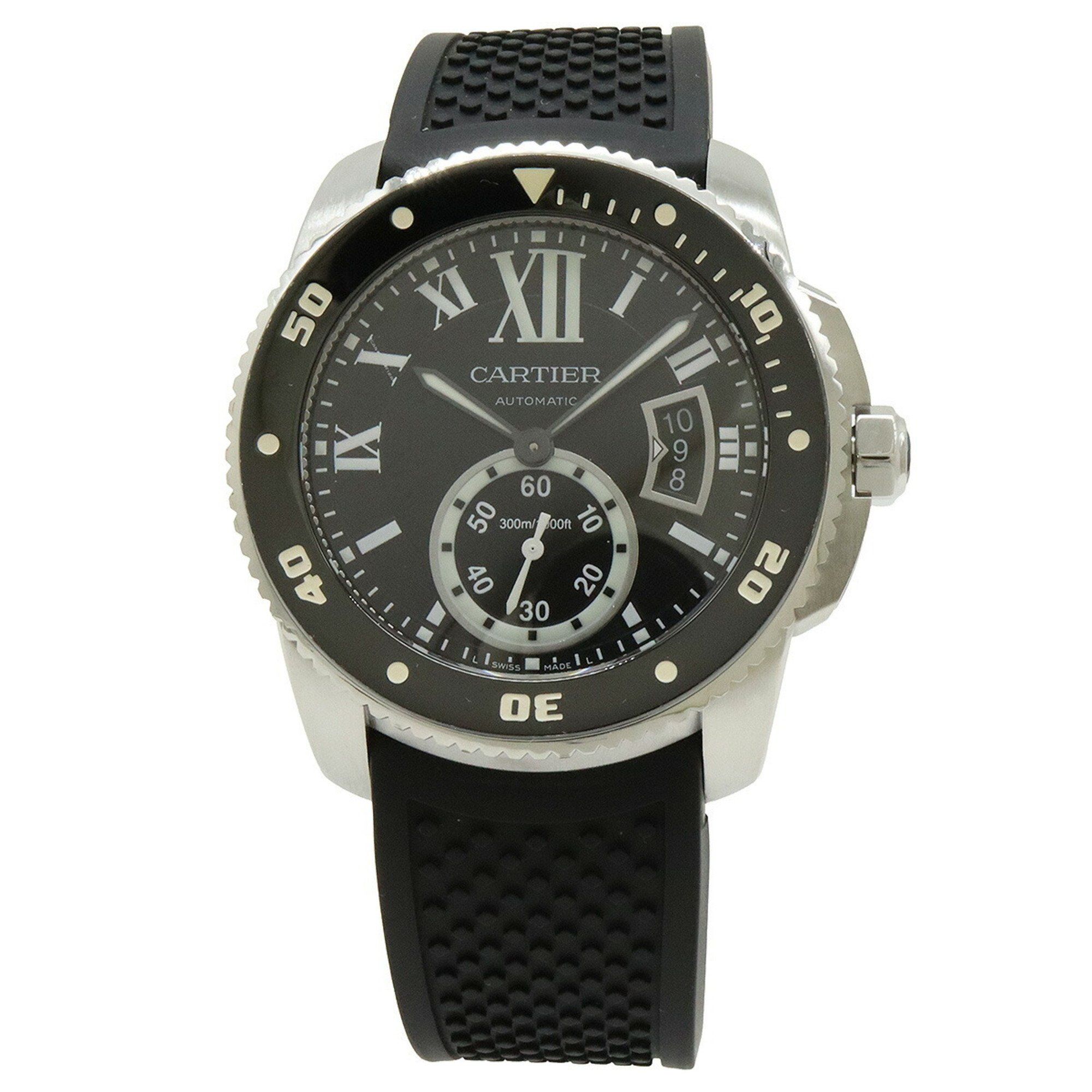 Cartier Calibre de Diver Stainless Steel Rubber Men's Automatic Watch W7100056