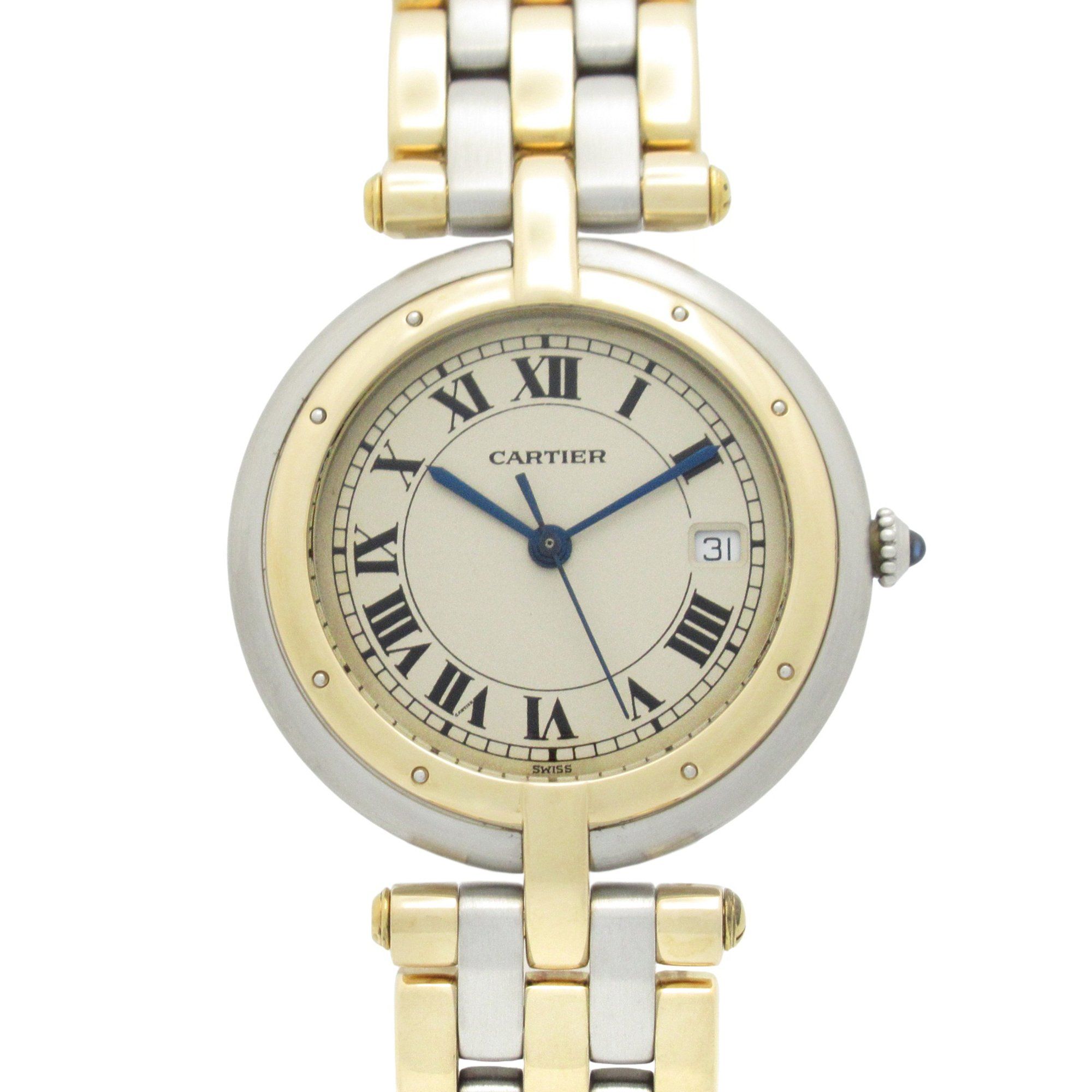 Cartier Panthère Vendôme LM 3-Row Wristwatch, 18K Yellow Gold and Stainless Steel, Women's, Ivory, 1