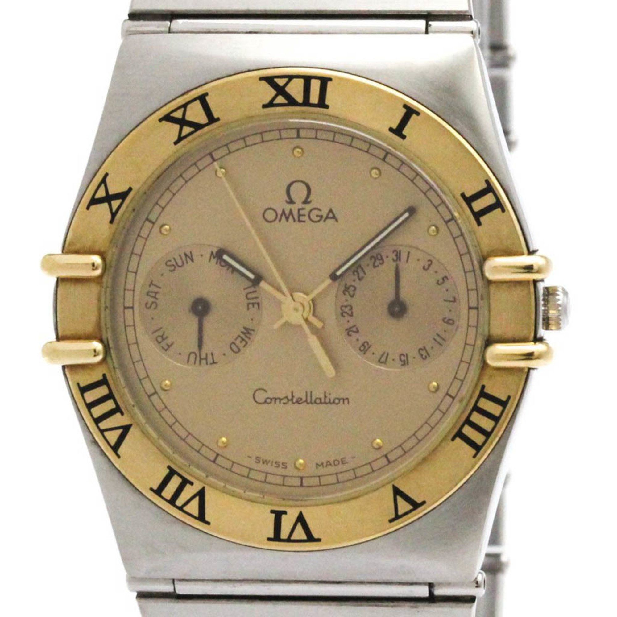 OMEGA Constellation 18K Gold Steel Quartz Mens Watch 396.1070 Polished