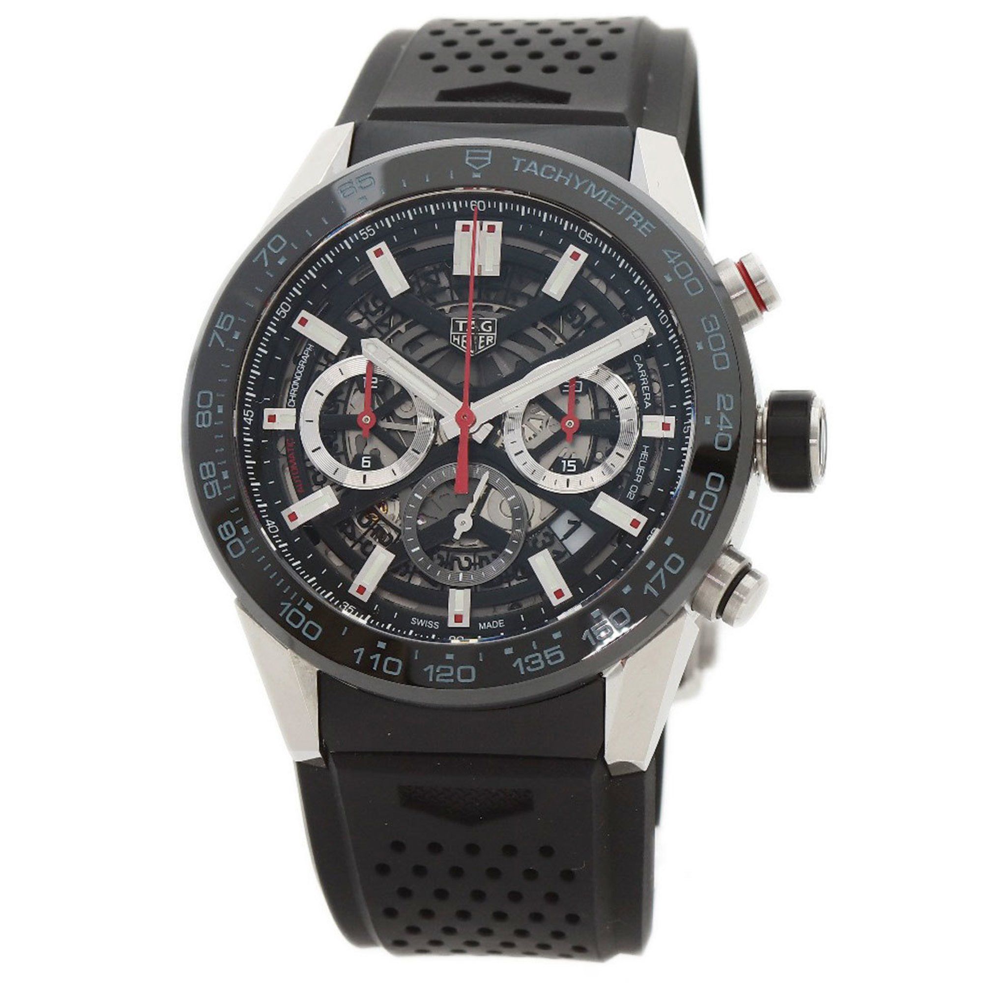 TAG Heuer CBG2A10 Carrera Calibre 02 Watch Stainless Steel Rubber Ladies HEUER
