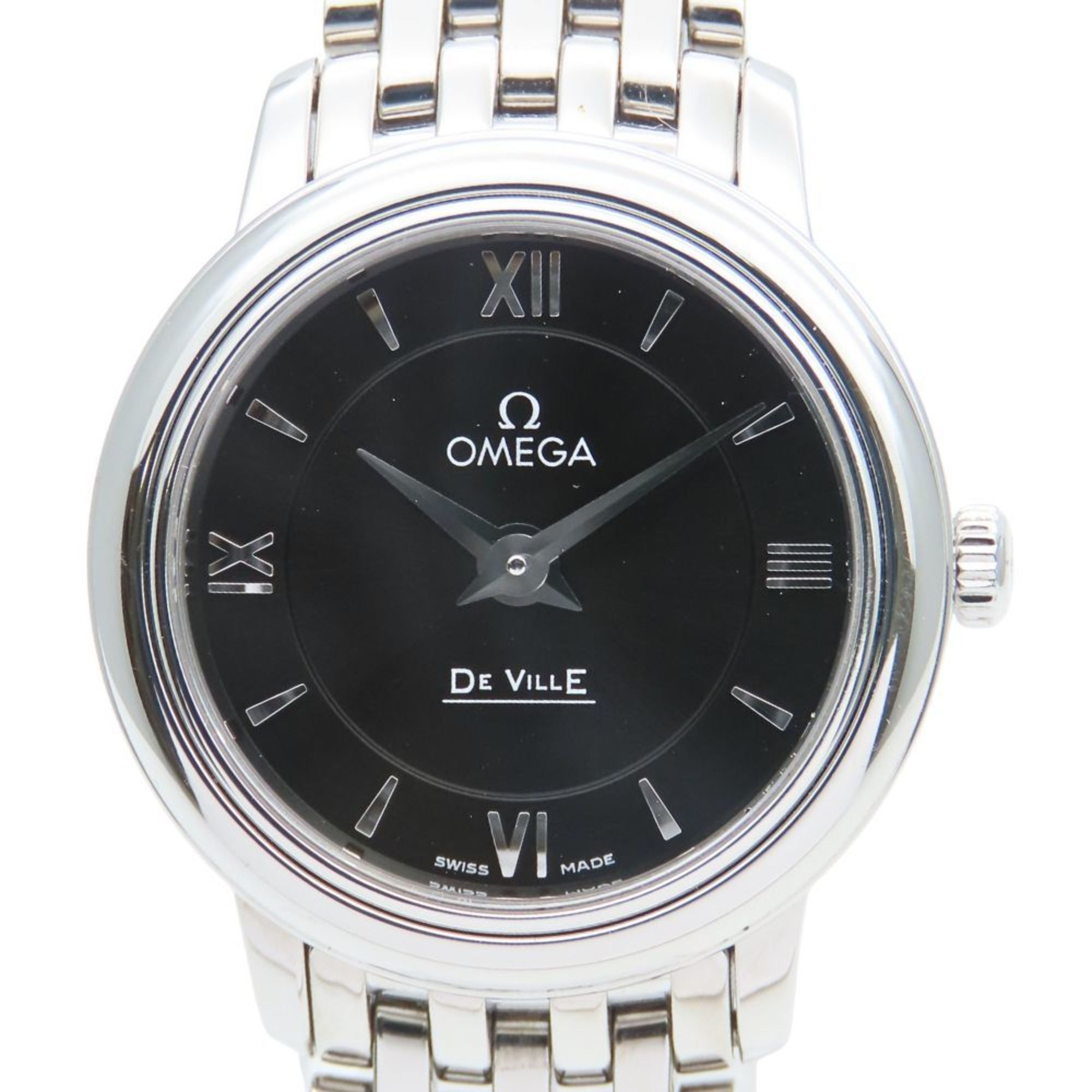 OMEGA Prestige De Ville Stainless Steel Watch with Silver Dial and Black for Women