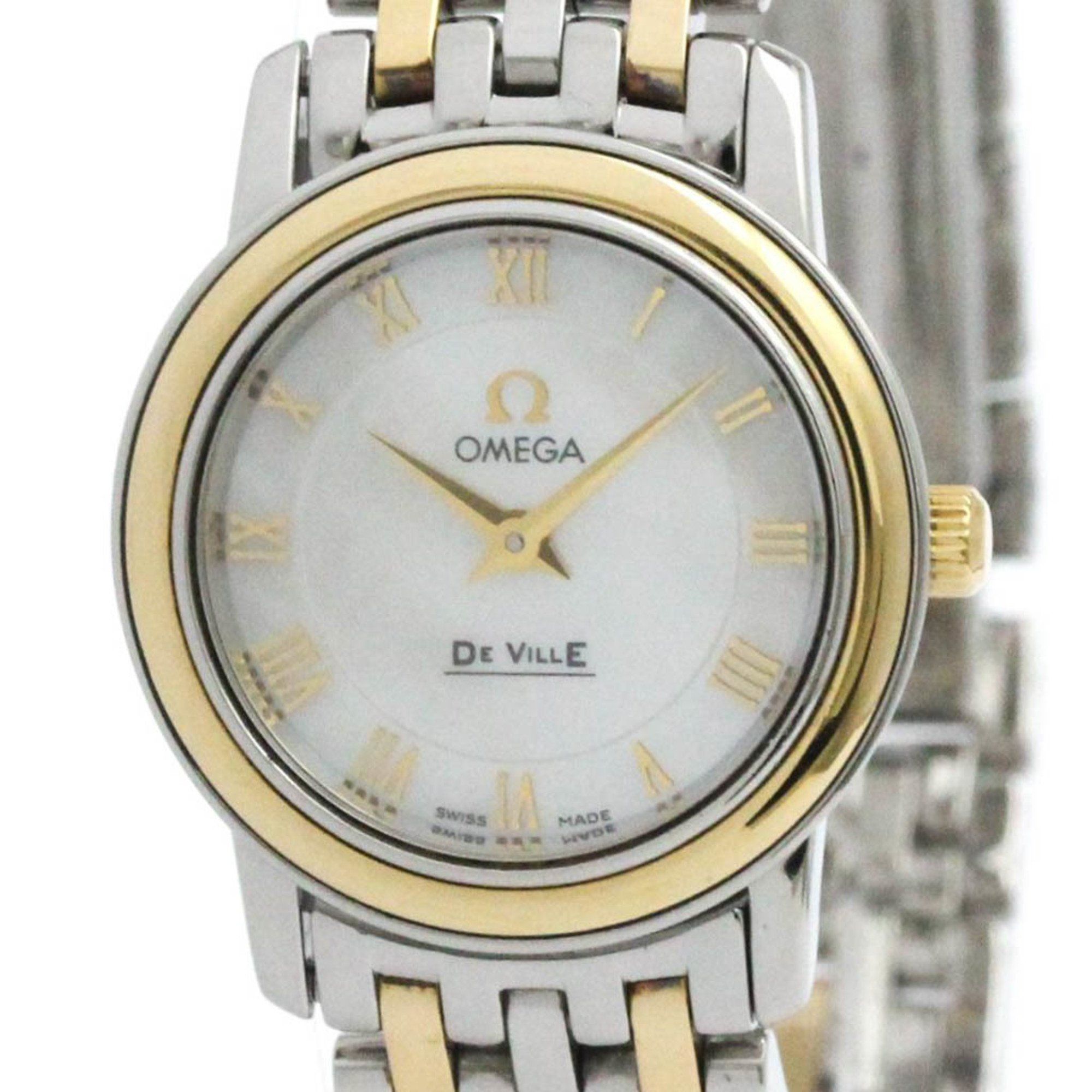 OMEGA De Ville Prestige MOP Dial 18K Gold Steel Ladies Watch 4370.71 Polished