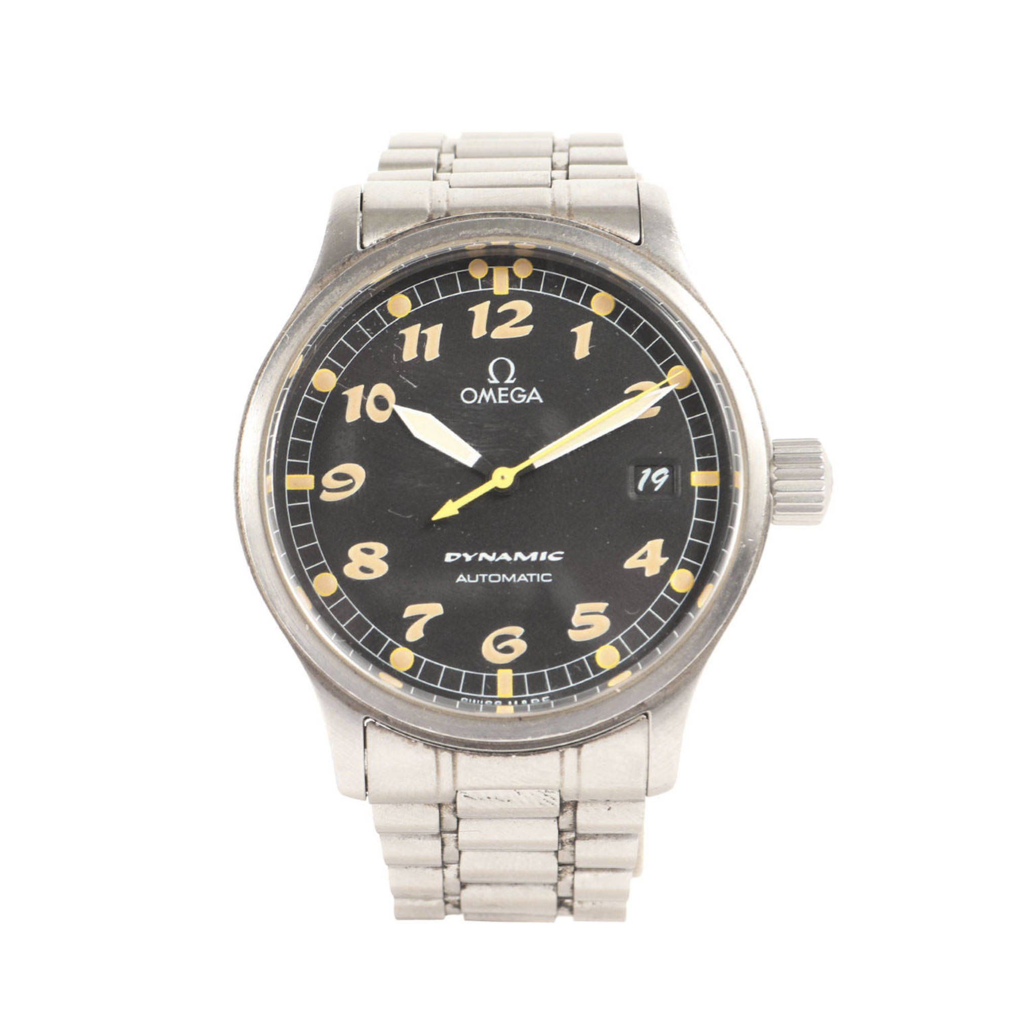 OMEGA 90s Dynamic 3 Date Automatic Watch Silver Black Dial