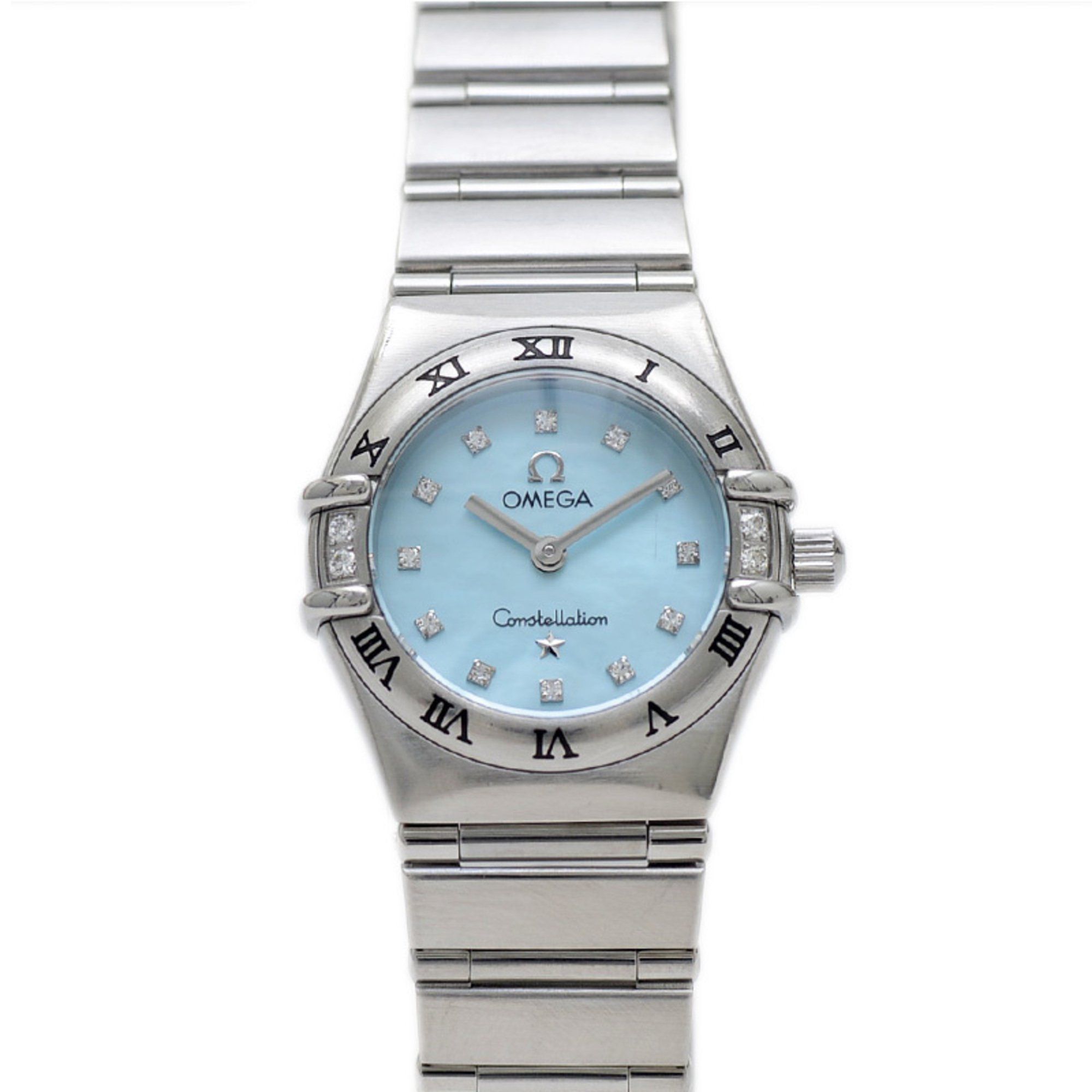 Omega Constellation Mini 16P Diamond Blue Shell Dial Quartz Watch 1566.86