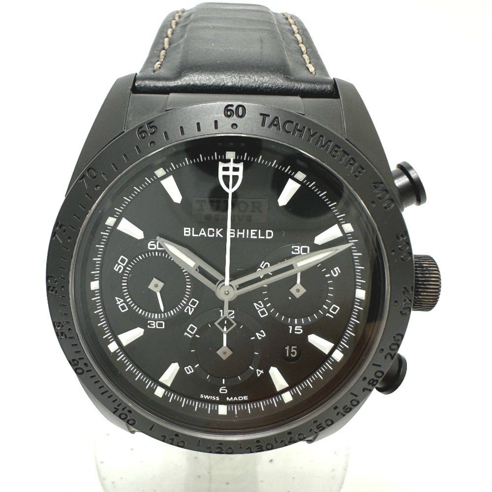 TUDOR Fastrider Black Shield 42000CN Automatic Watch with Date Display, Ceramic and Leather Strap, M