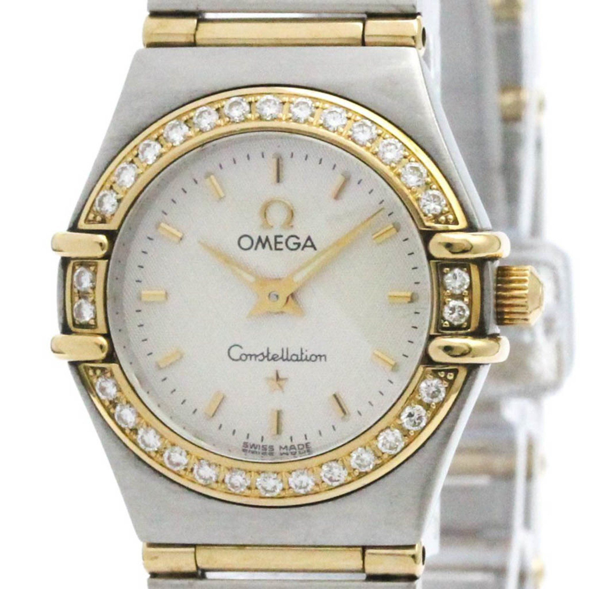 Polished OMEGA Constellation Diamond 18K Gold Steel Watch 1267.30