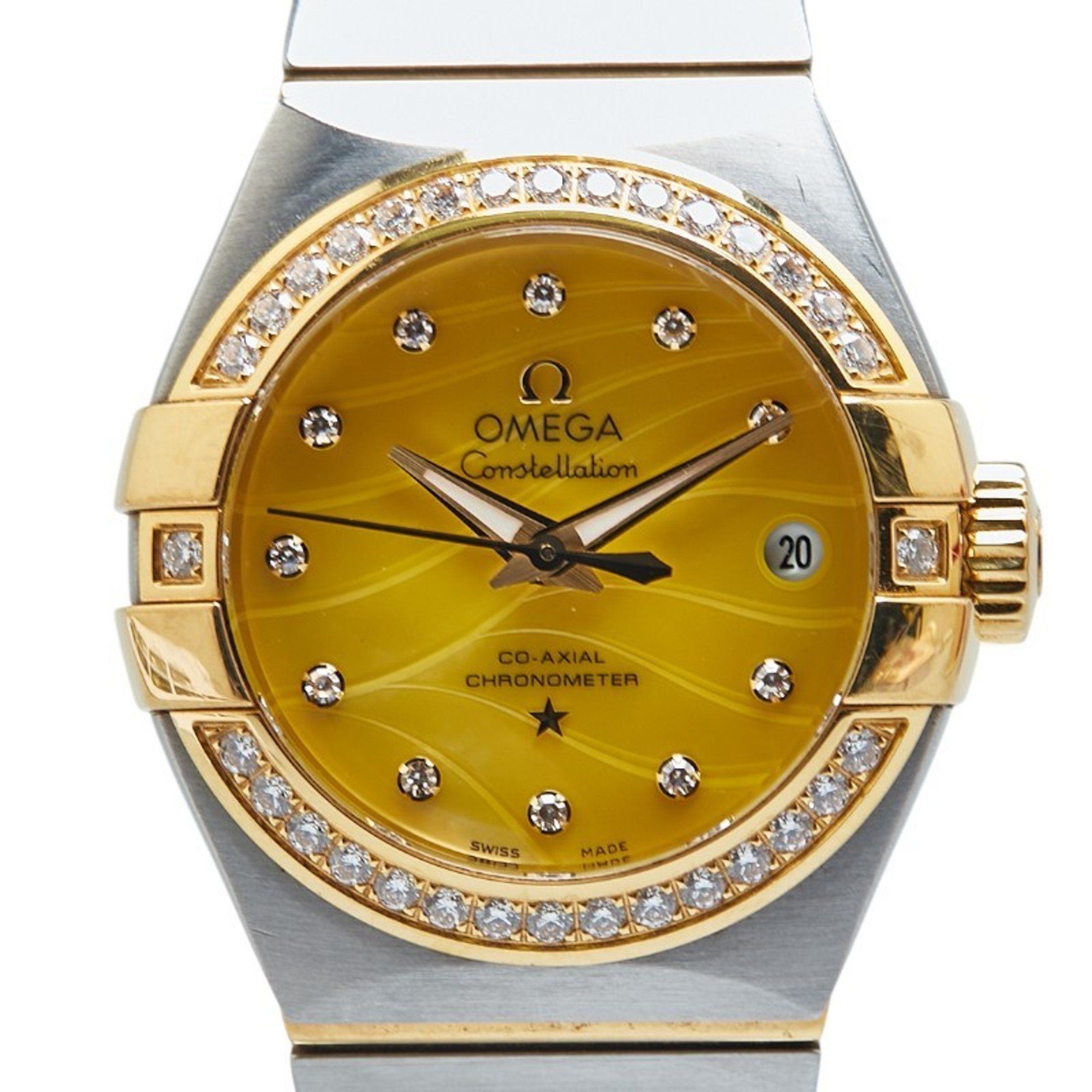 Omega Constellation Plume Watch 12325272057002 Automatic Gold Dial 18K Yellow Stainless Steel Women'