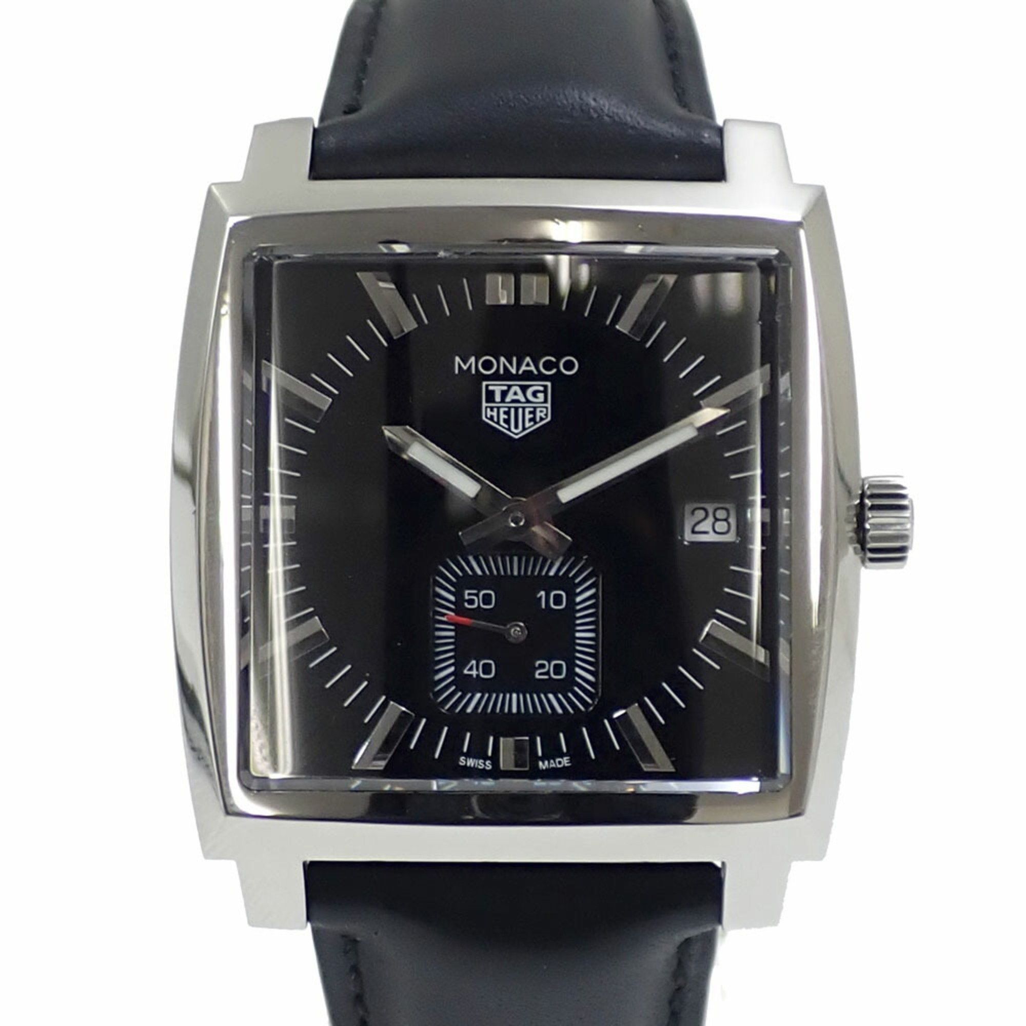 TAG Heuer Monaco Men's Quartz Watch, Stainless Steel, WAW131A, Battery-Operated, Black
