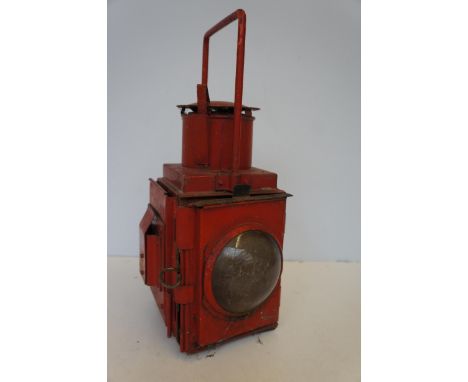 Early Road/ Rail Lamp with Magnifying Lenses - 46cm h 
