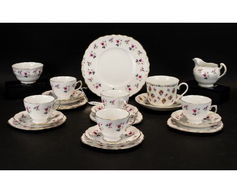 Royal Osborne Bone China Part Tea Service to include 5 tea cups, 6 saucers, 6 small cake/sandwich plates, one large cake/sand