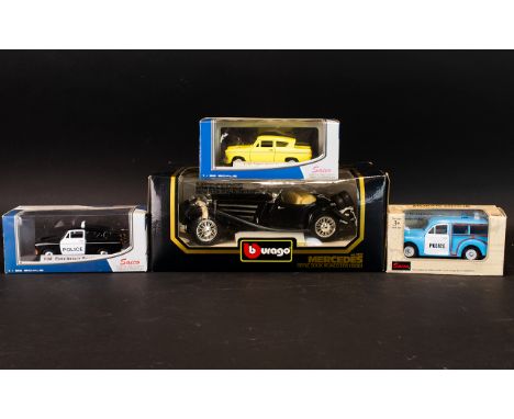 A Collection of Boxed Die-Cast Model Cars 4 in Total.  Includes: Saico Morris Minor Model Traveller Police Car, scale 1/26.  