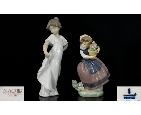 Lladro Handpainted Porcelain Figures.  Comprises:1.  'Spring is Here' Model No. 5223.  Issued 1984-1998.  Height 6.5" - 16.25