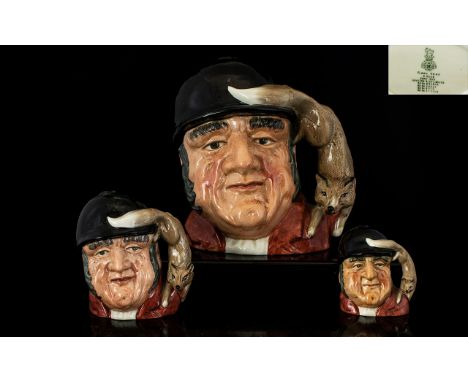 Royal Doulton Hand Painted Trio of Character Jugs (3) in total, 1. Gone Away Large D6531 issued 1960-1982, height 7.25 inches