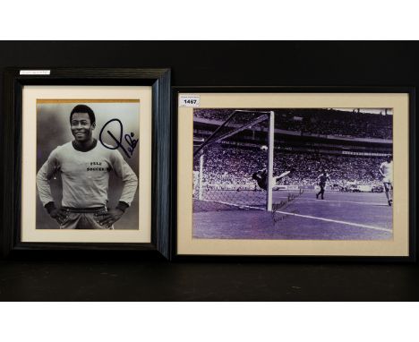 Football Interest, Two Signed Photographic Prints, the first depicting Gordon Banks in goal, signed Gordon Banks, 70. Along w
