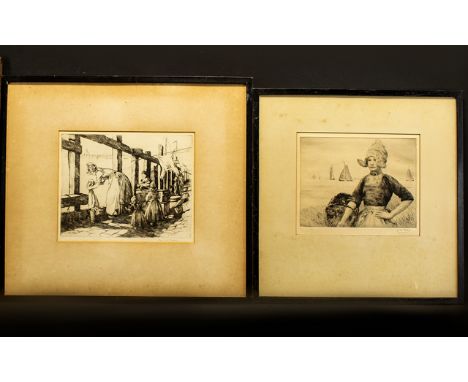 John McGhie R.S.A, R.S.W (1868 - 1952, British) Artist Signed Drypoint Etching Fishergirl, signed 'J McGhie' (lower right) Fr