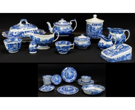 Collection Of Spode Italian Dinner Ware, 58 Pieces To Include tea Pot, Coffee Jar, Cream Jug, Sugar Bowl, Milk Jug, Gravy Boa