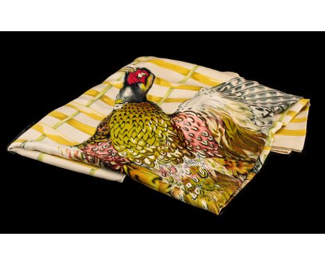 Hermes Vintage Silk Scarf 'Le Faisan' By by Henri De Linares Circa 1959, rolled edge, square silk foulard with polychrome ill