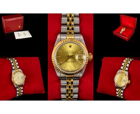 Rolex - Ladies Oyster Perpetual 18ct Gold &amp; Steel Datejust Wrist Watch.  Superlative Chronometer.  Model No. 69173.  Date