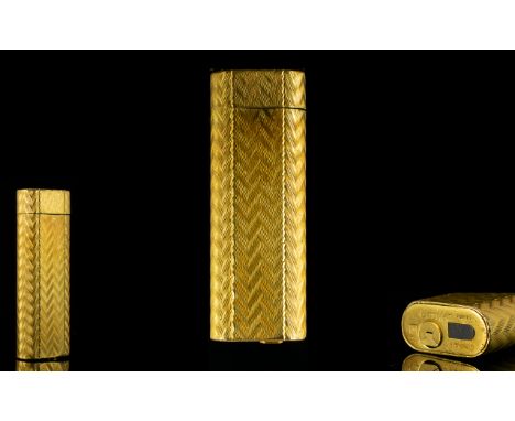 Cartier Paris Gold Plated Lighter Engine Turned Case, Numbered D85329