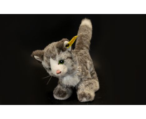 Steiff Kitten No. 2726/17.  Cute Steiff grey tabby kitten complete with original Steiff button in ear and attached label.  In