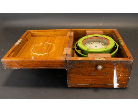 A Ships Compass And Gimble Housed in fitted case, marked 'J Bruce &amp; Sons Liverpool England' Compass diameter, 4 inches, o