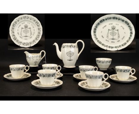 Grindley Royal Cauldon 'Passover Ware' Part Tea Set comprising:  6 x 9" Plates, 6 x 8" Plates, 6 x Coupes, 6 x Tea Cups and S