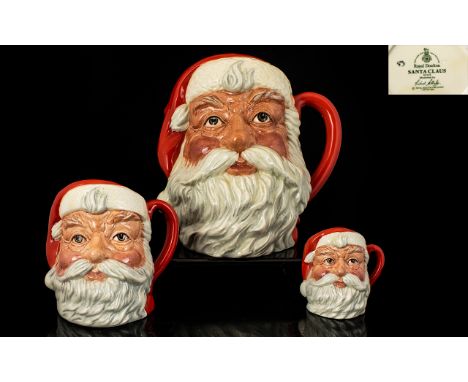 Royal Doulton Handpainted Trio of Character Jugs (3).1.  Santa Claus - Large Size D6704 - Style 4.  Designer Michael Abberley