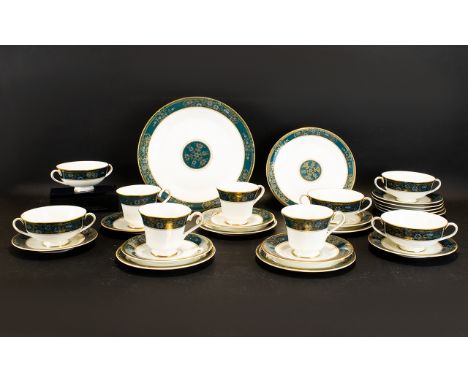 Royal Doulton Part Teaset 'Carlyle' design H5018. Comprises 6 cups, saucers and side plates, 6 soup dishes and dinner plates 